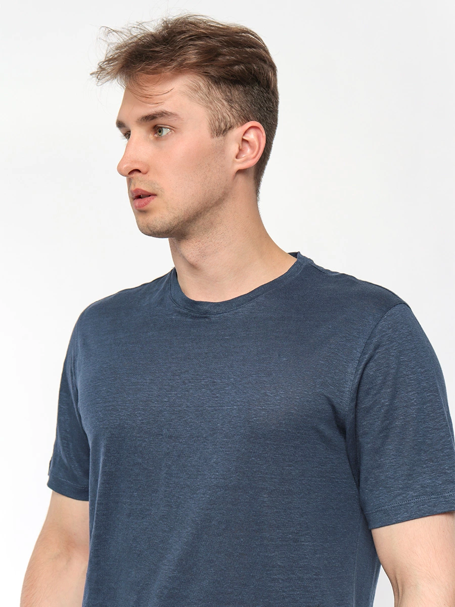 Льняной джемпер с короткими рукавами